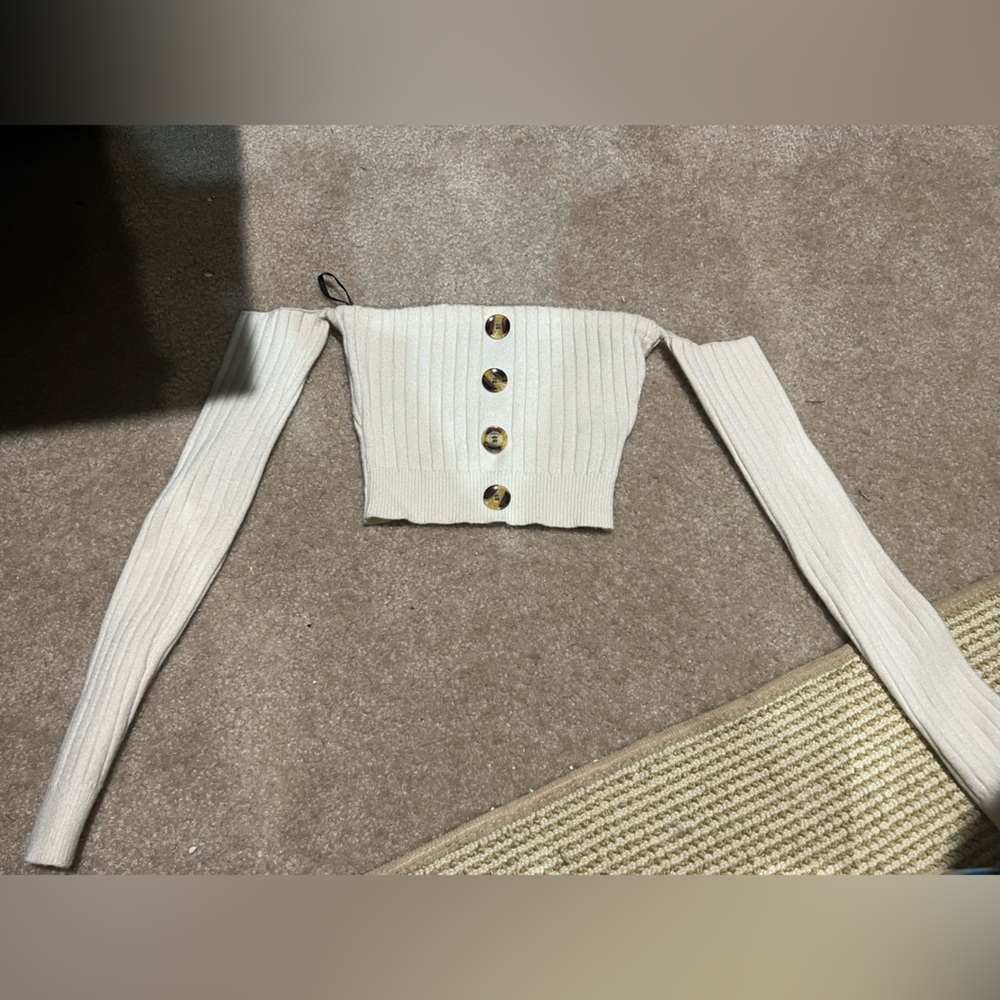 Off shoulder cropped sweater